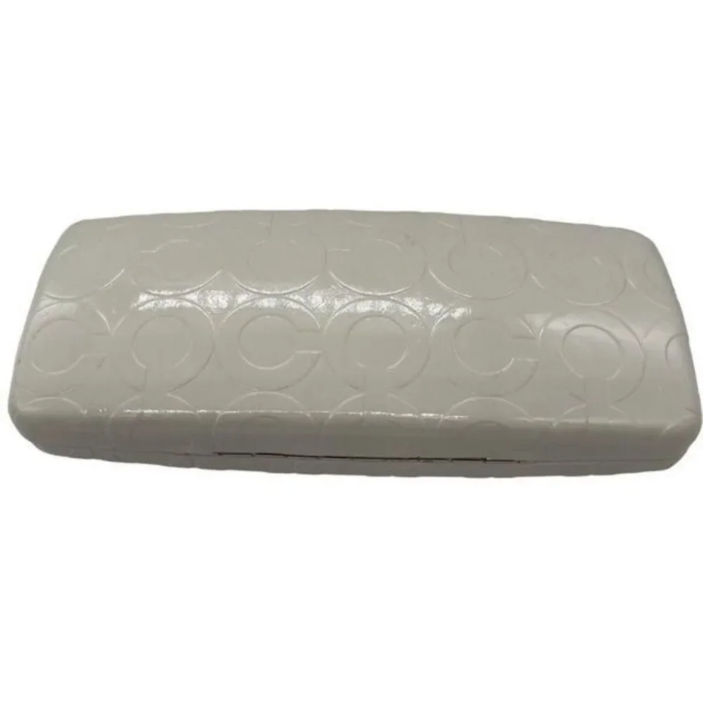 COACH White Embossed Leather Eyeglasses Sunglasses Hard Clamshell Case